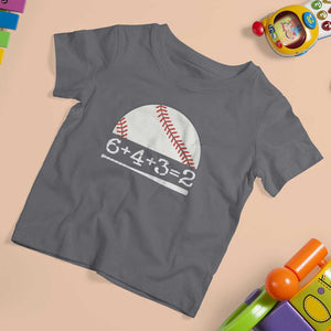 Funny Baseball T Shirt For Kid 6+4+3=2 Double Play Baseball Player TS11 Charcoal Print Your Wear