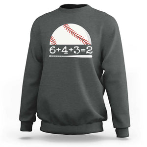 Funny Baseball Sweatshirt 6+4+3=2 Double Play Baseball Player TS11 Dark Heather Print Your Wear