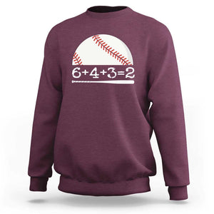 Funny Baseball Sweatshirt 6+4+3=2 Double Play Baseball Player TS11 Maroon Print Your Wear