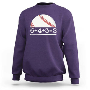 Funny Baseball Sweatshirt 6+4+3=2 Double Play Baseball Player TS11 Purple Print Your Wear