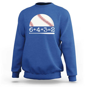 Funny Baseball Sweatshirt 6+4+3=2 Double Play Baseball Player TS11 Royal Blue Print Your Wear