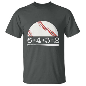 Funny Baseball T Shirt 6+4+3=2 Double Play Baseball Player TS11 Dark Heather Print Your Wear