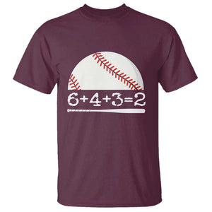 Funny Baseball T Shirt 6+4+3=2 Double Play Baseball Player TS11 Maroon Print Your Wear