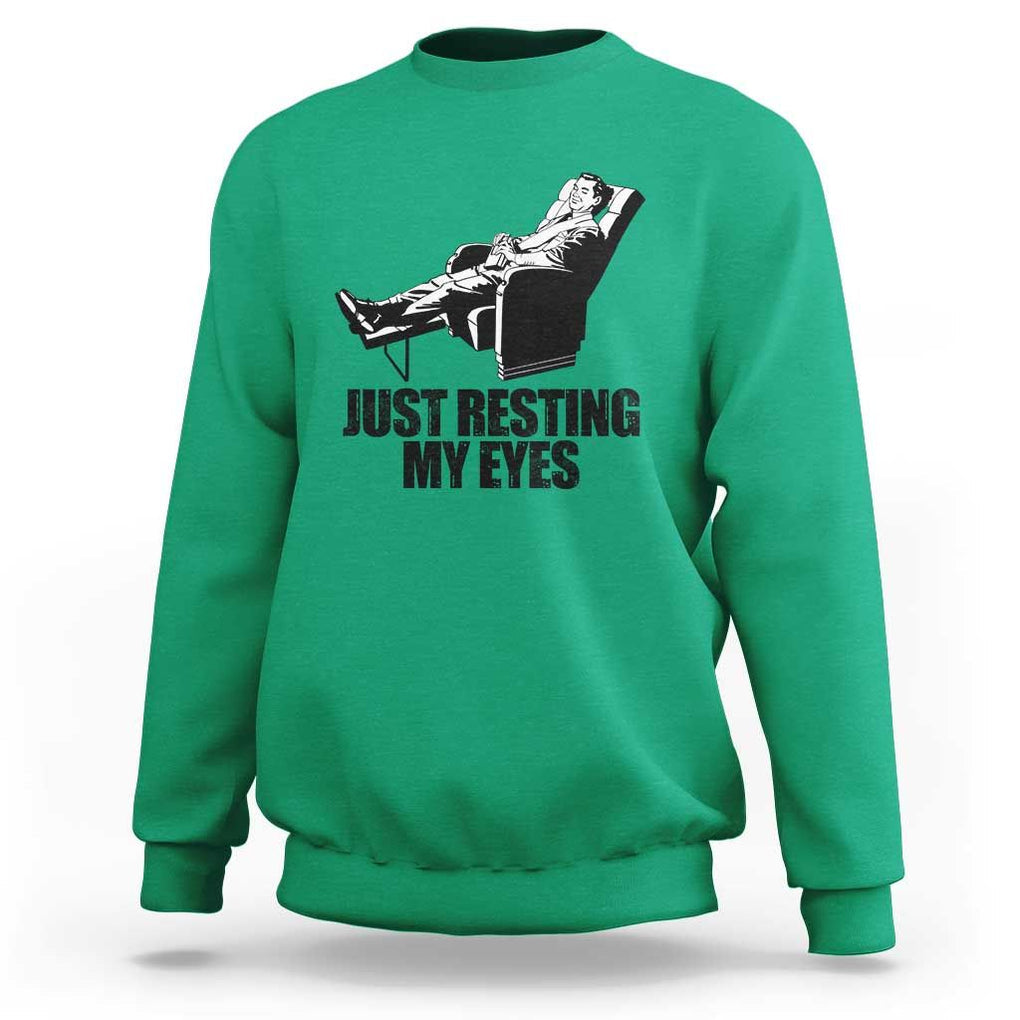 Funny Dad Sweatshirt Just Resting My Eyes Father's Day TS11 Irish Green Print Your Wear