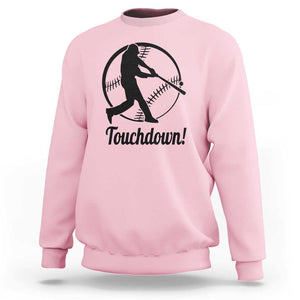 Funny Baseball Sweatshirt Touchdown Sports Fan Softball Player TS11 Light Pink Print Your Wear