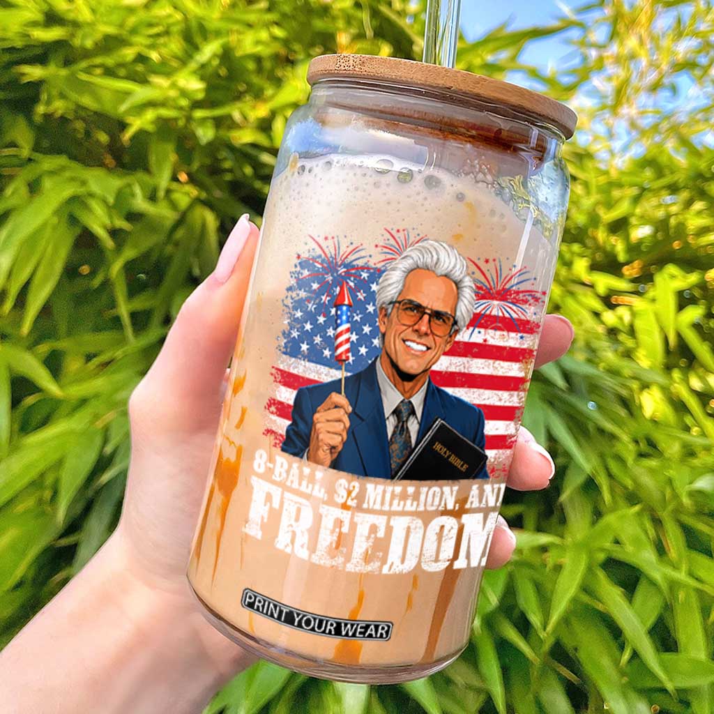 8 Ball 2 Million Dollars And Freedom Glass Can Billy Meme Baby 4th of July TS11 Black Print Your Wear