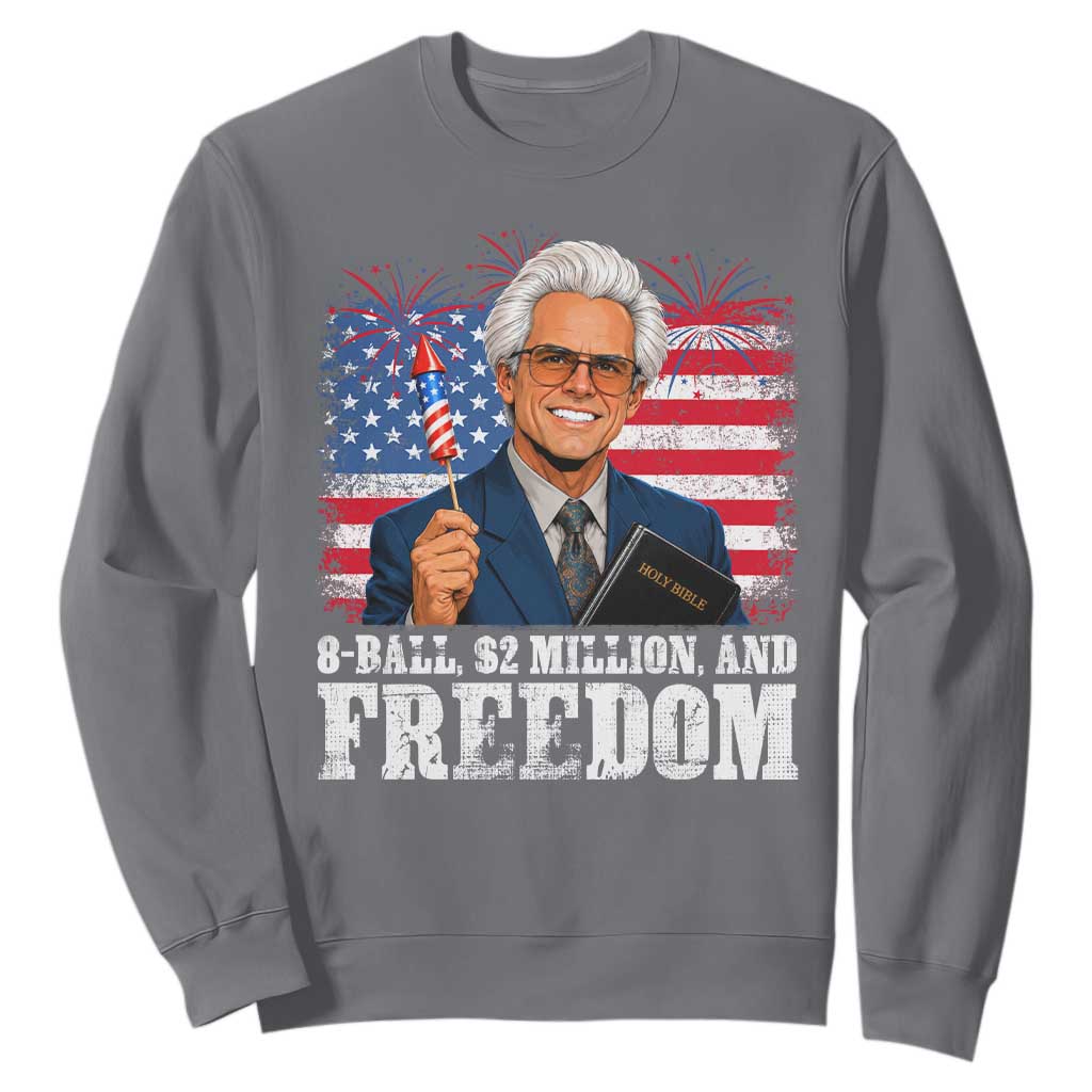 8 Ball 2 Million Dollars And Freedom Sweatshirt Billy Meme Baby 4th of July TS11 Charcoal Print Your Wear