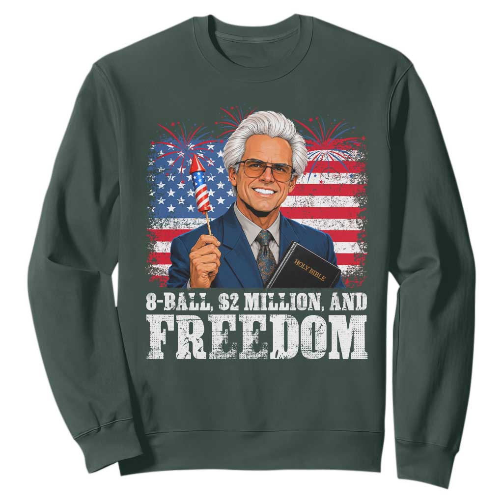 8 Ball 2 Million Dollars And Freedom Sweatshirt Billy Meme Baby 4th of July TS11 Dark Forest Green Print Your Wear