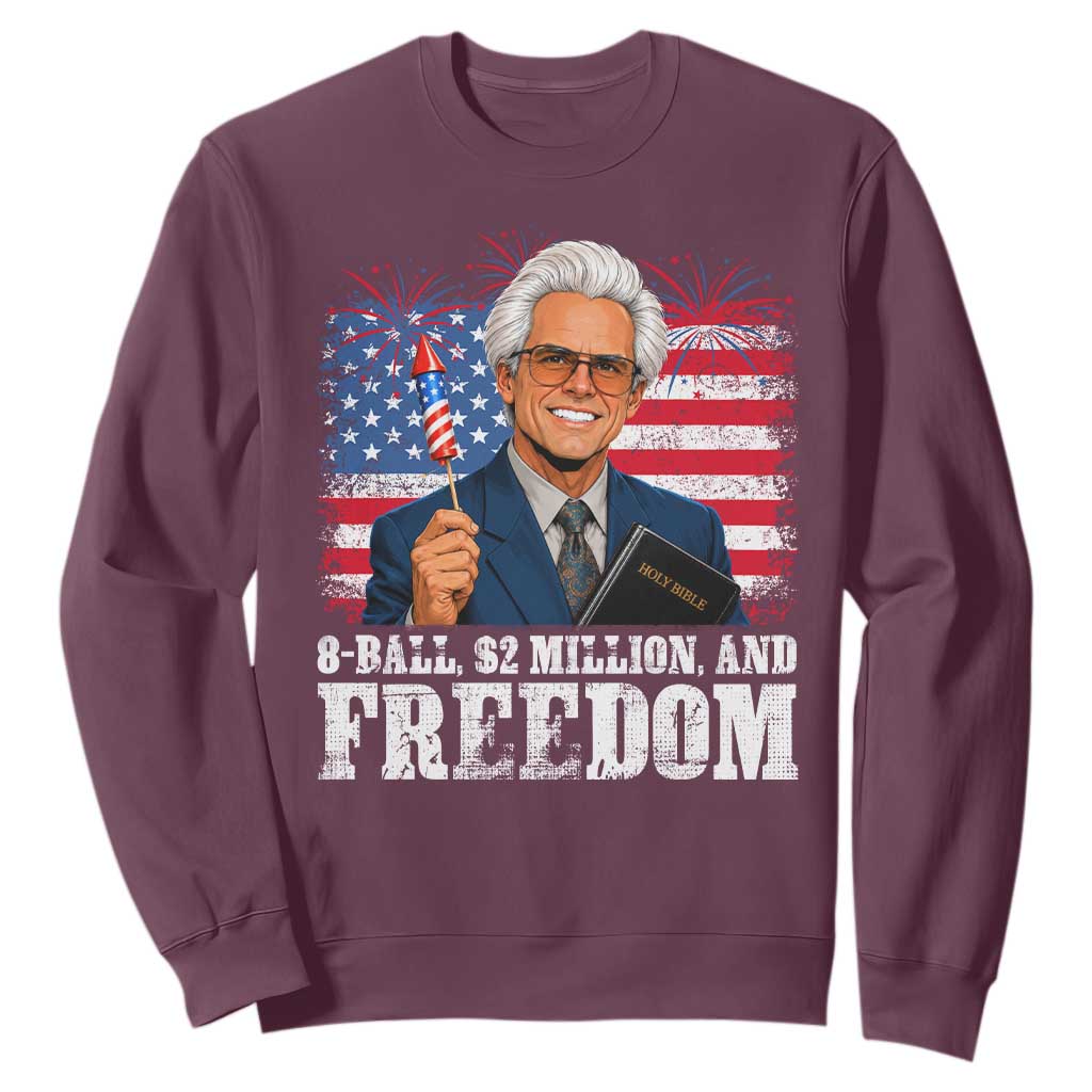 8 Ball 2 Million Dollars And Freedom Sweatshirt Billy Meme Baby 4th of July TS11 Maroon Print Your Wear