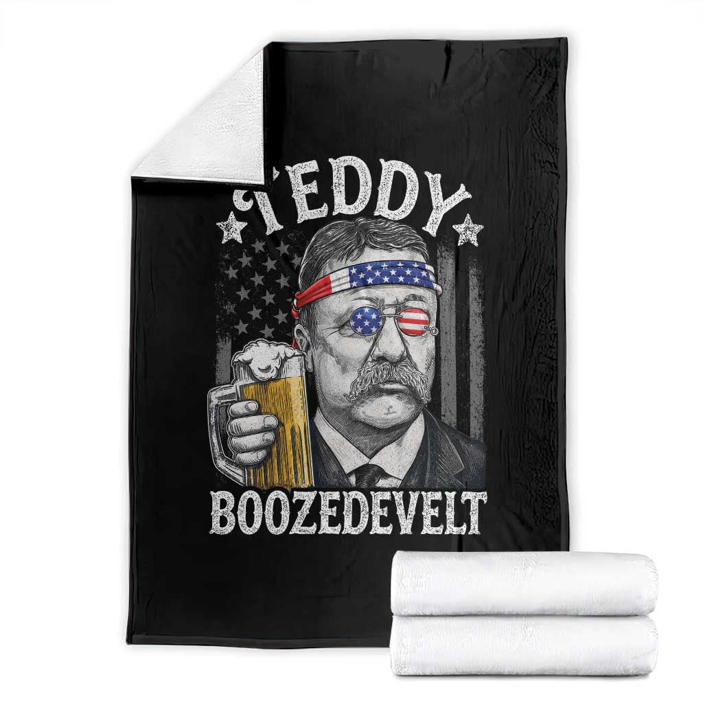 Teddy Boozedevelt Theodore Roosevelt 4th of July Throw Blanket Funny Beer Drinking Vintage American Flag TS11 Black Print Your Wear