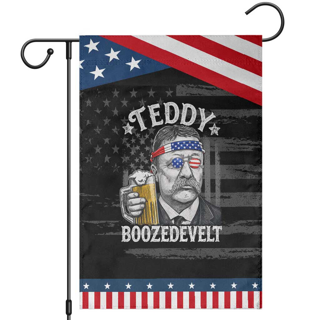 Teddy Boozedevelt Theodore Roosevelt 4th of July Patriotic Garden Flag Funny Beer Drinking Vintage American Flag TS11 Distressed Black Blue Print Your Wear