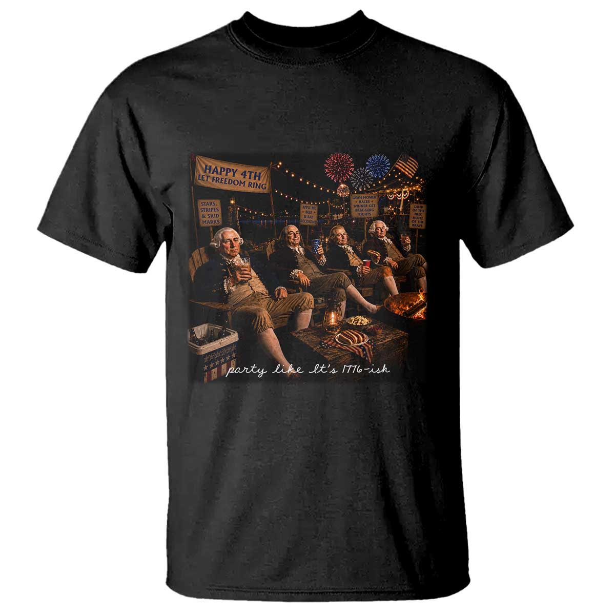 Party Like It Is 1776 Founding Father T Shirt Funny 4th of July Meme TS11 Black Print Your Wear