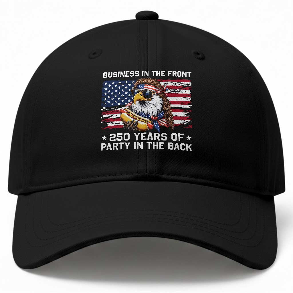 Business In The Front Party In The Back 250th Anniversary USA Baseball Cap Patriotic Eagle Mullet TS11 Print Your Wear