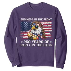 Business In The Front Party In The Back 250th Anniversary USA Sweatshirt Patriotic Eagle Mullet TS11 Purple Print Your Wear