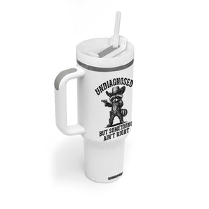 Undiagnosed But Something Ain't Right Tumbler With Handle Funny Raccoon Cowboy TS11 Print Your Wear
