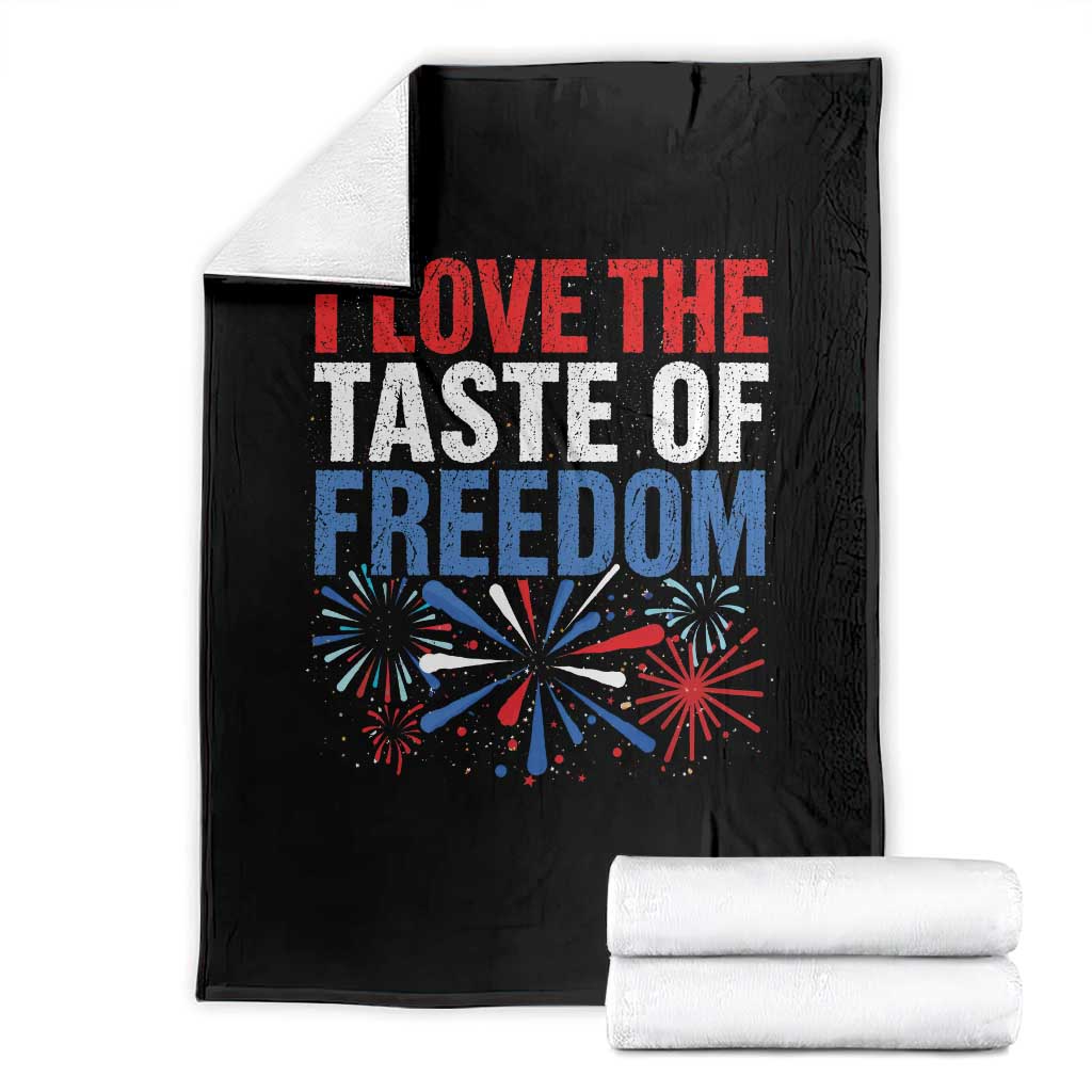 I Love The Taste Of Freedom Funny 4th of July Couple Matching Throw Blanket US Fireworks TS11 Black Print Your Wear