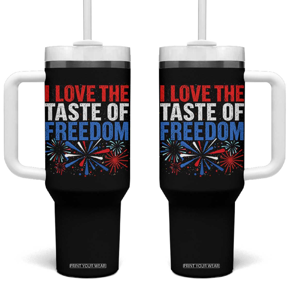 I Love The Taste Of Freedom Funny 4th of July Couple Matching Tumbler With Handle US Fireworks TS11 One Size: 40 oz Black Print Your Wear