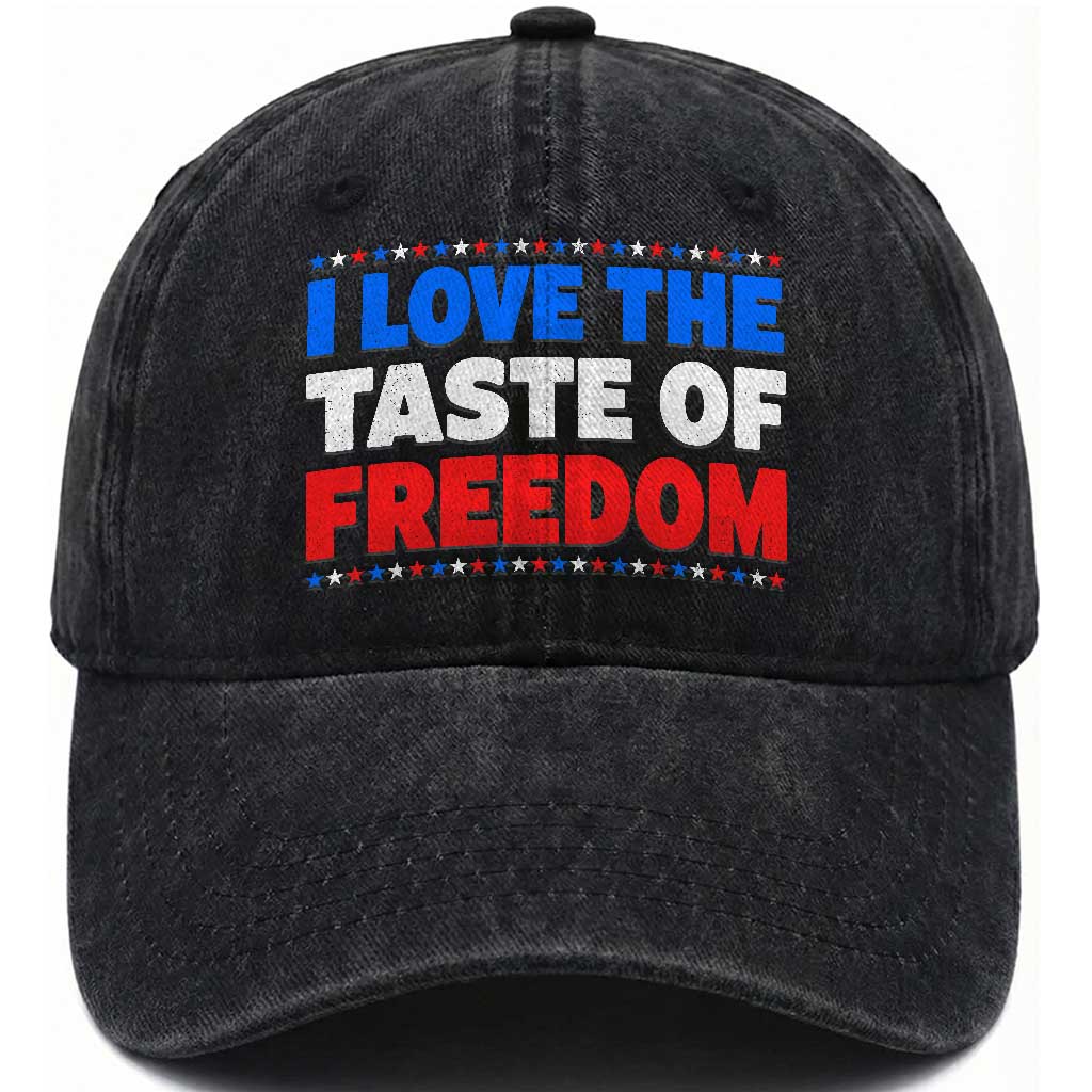 I Love The Taste Of Freedom Funny 4th of July Couple Matching Washed Cotton Baseball Cap TS11 Print Your Wear