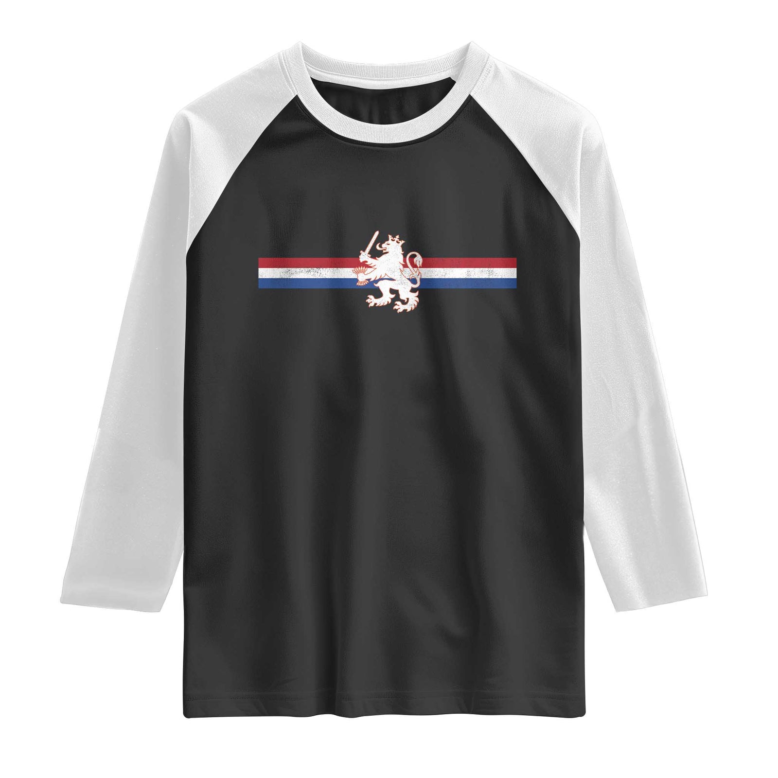 Nederland Dutch Republic Lion Vintage Holland Flag Raglan Shirt TS11 Black White Print Your Wear