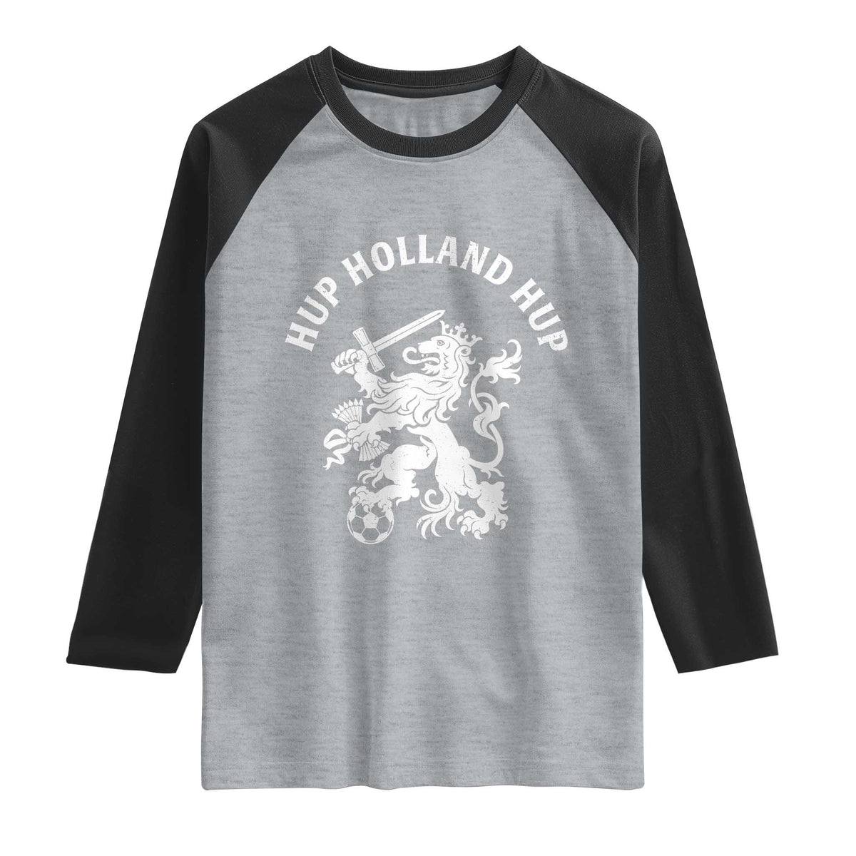 Netherlands Hup Holland Hup Dutch Lion Nederlands Fan Raglan Shirt TS11 Heather Gray Black Print Your Wear