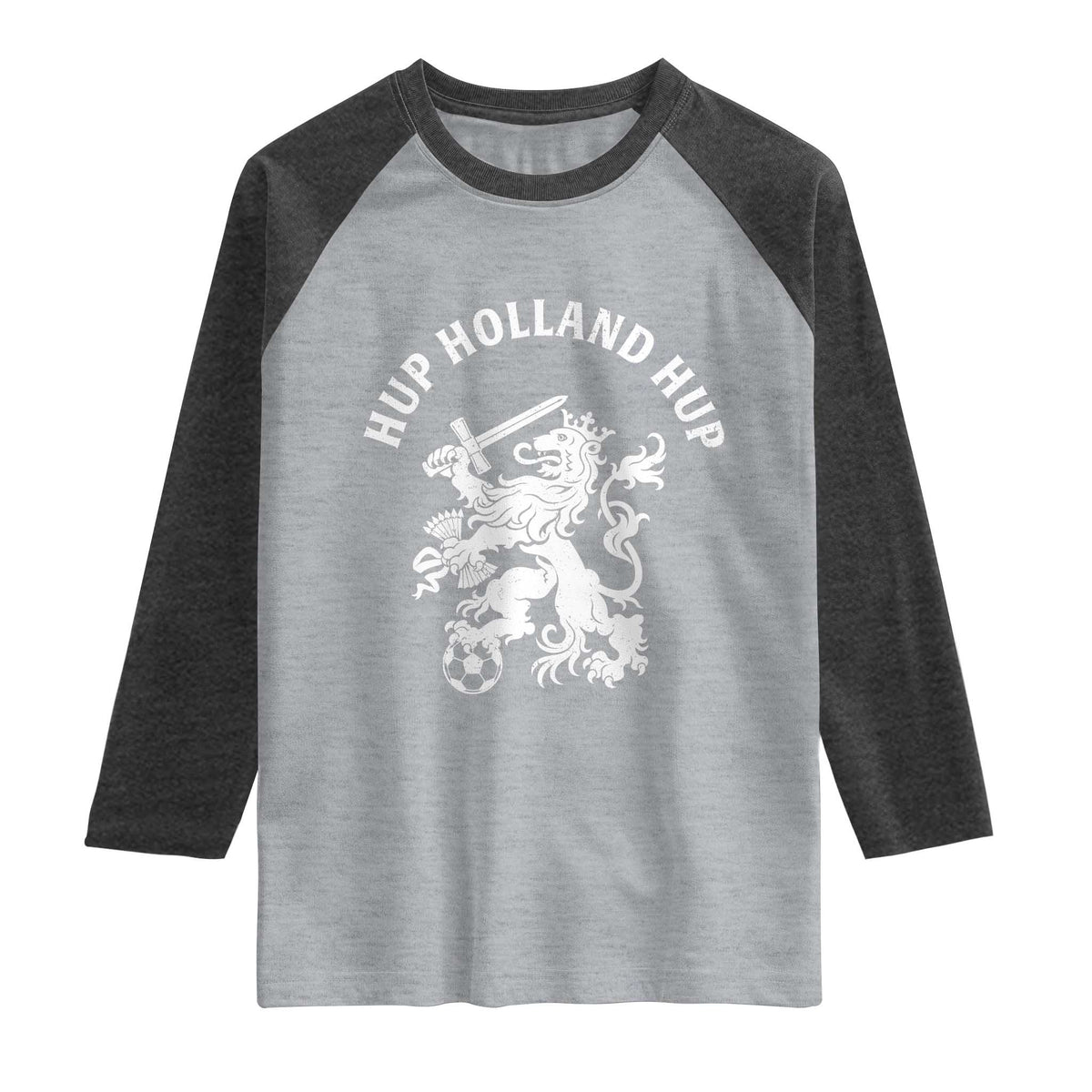 Netherlands Hup Holland Hup Dutch Lion Nederlands Fan Raglan Shirt TS11 Heather Gray Heather Charcoal Print Your Wear