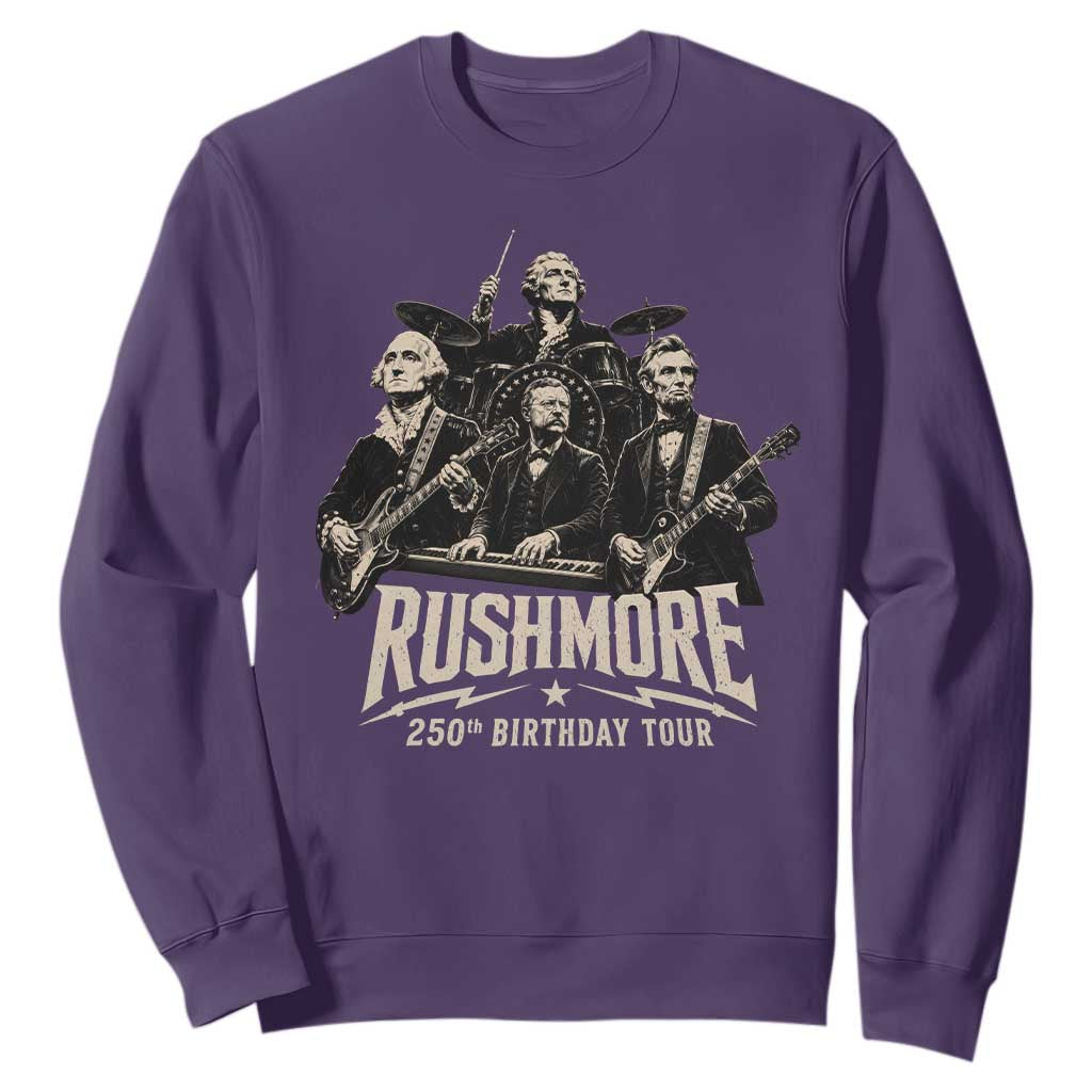 Rushmore 250th Birthday Tour Sweatshirt Funny Presidents Rockstar Music TS11 Purple Print Your Wear