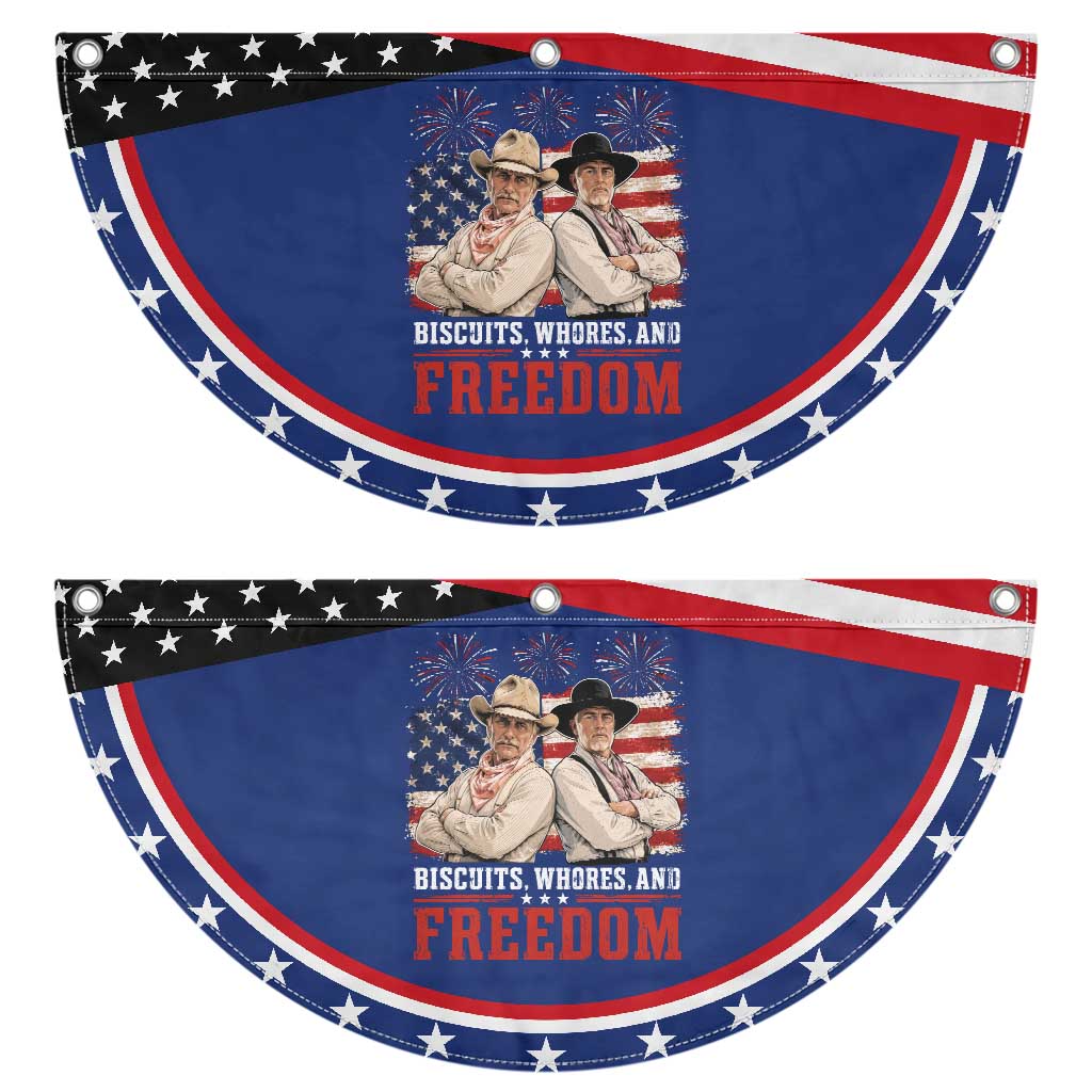 Biscuits Whores And Freedom Funny Western Cowboy 4th of July Patriotic Fan Flag TS11 2pcs pack Classic Navy Print Your Wear