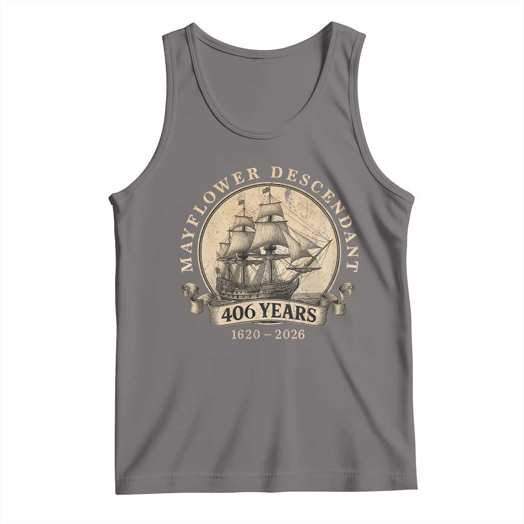 Mayflower Descendant Tank Top 406 Years Pilgrim Fathers Thanksgiving History TS11 Deep Heather Print Your Wear