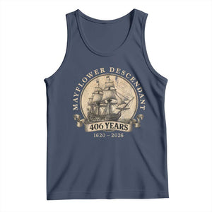 Mayflower Descendant Tank Top 406 Years Pilgrim Fathers Thanksgiving History TS11 Navy Print Your Wear