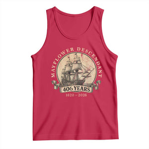 Mayflower Descendant Tank Top 406 Years Pilgrim Fathers Thanksgiving History TS11 Red Print Your Wear