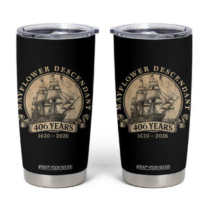Mayflower Descendant Tumbler Cup 406 Years Pilgrim Fathers Thanksgiving History TS11 Black Print Your Wear