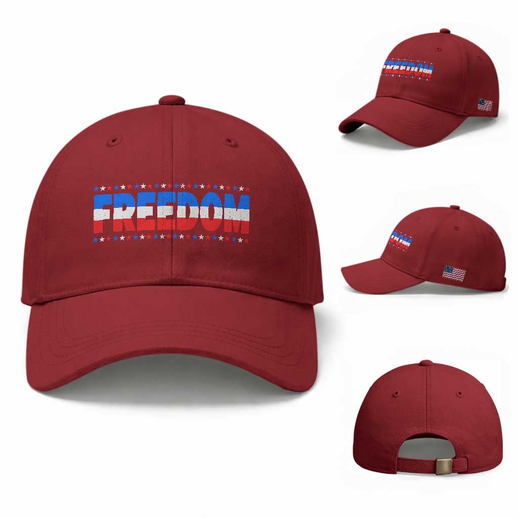 Freedom Funny 4th of July Couple Matching Baseball Cap TS11 Baseball Cap Universal Fit Cherry Red Print Your Wear