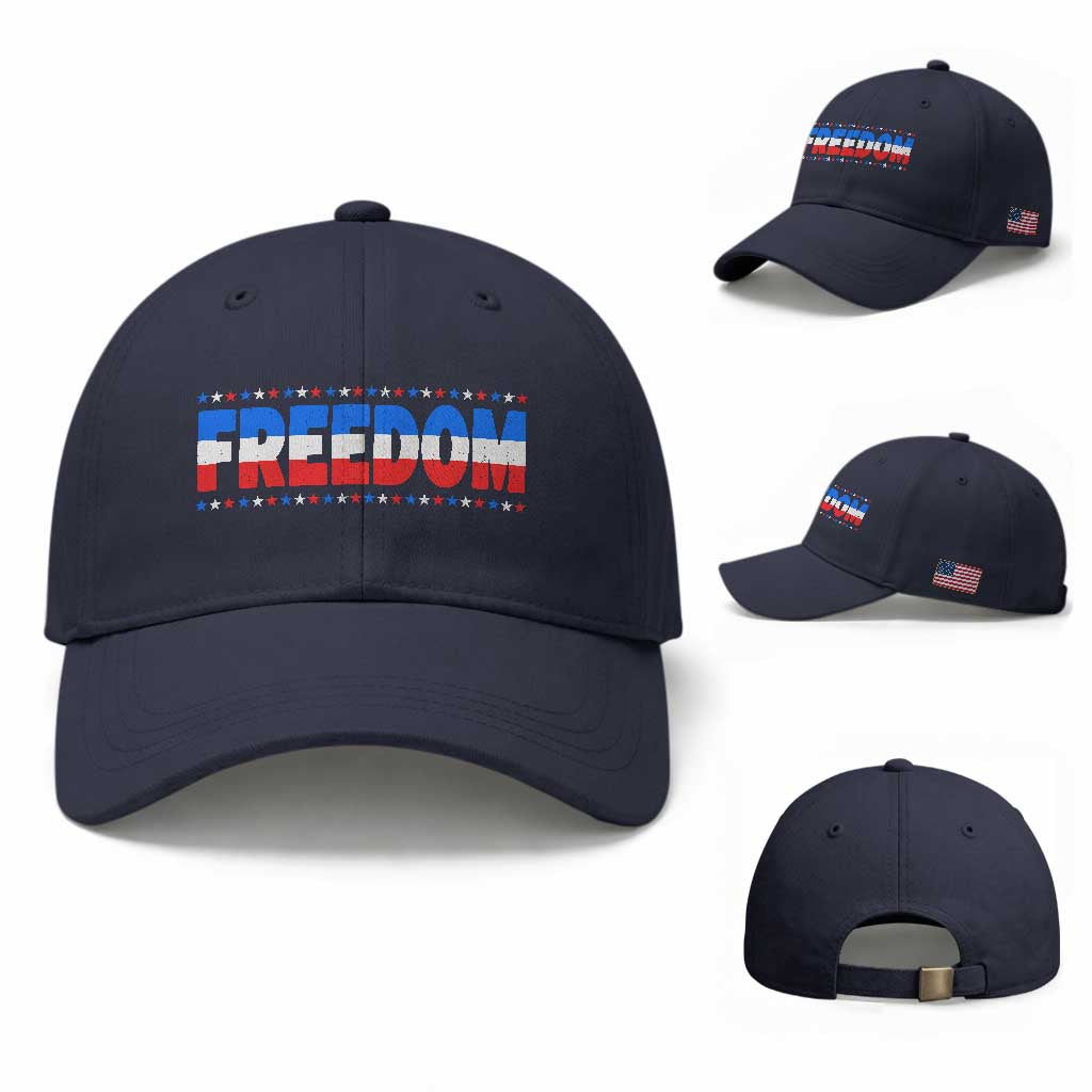 Freedom Funny 4th of July Couple Matching Baseball Cap TS11 Baseball Cap Universal Fit Navy Print Your Wear