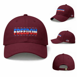 Freedom Funny 4th of July Couple Matching Baseball Cap TS11 Baseball Cap Universal Fit Maroon Print Your Wear