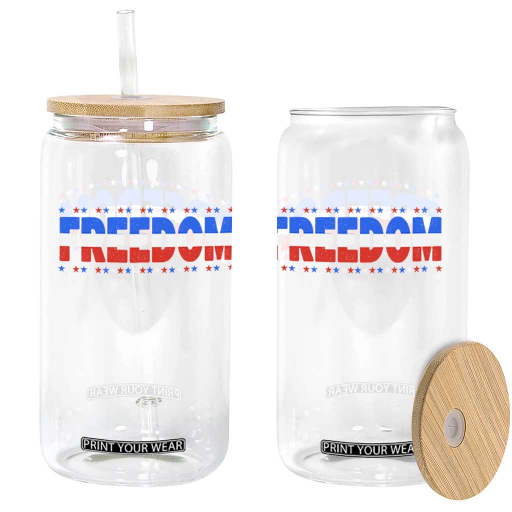 Freedom Funny 4th of July Couple Matching Glass Can TS11 Print Your Wear