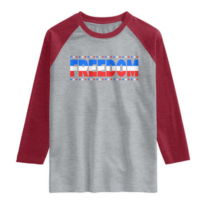 Freedom Funny 4th of July Couple Matching Raglan Shirt TS11 Heather Gray Heather Red Print Your Wear