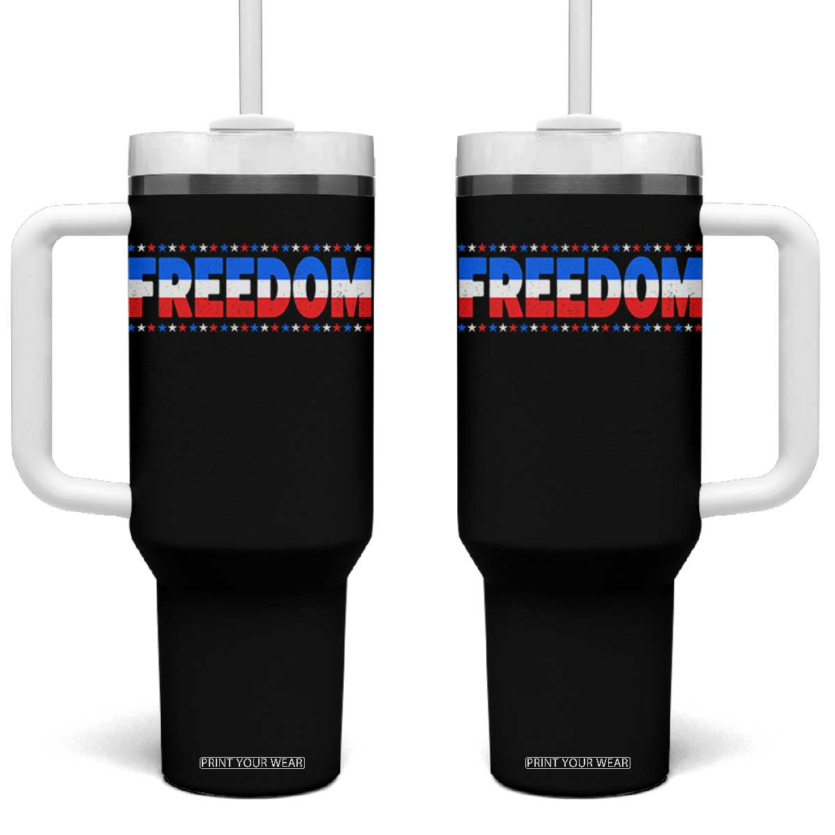 Freedom Funny 4th of July Couple Matching Tumbler With Handle TS11 One Size: 40 oz Black Print Your Wear