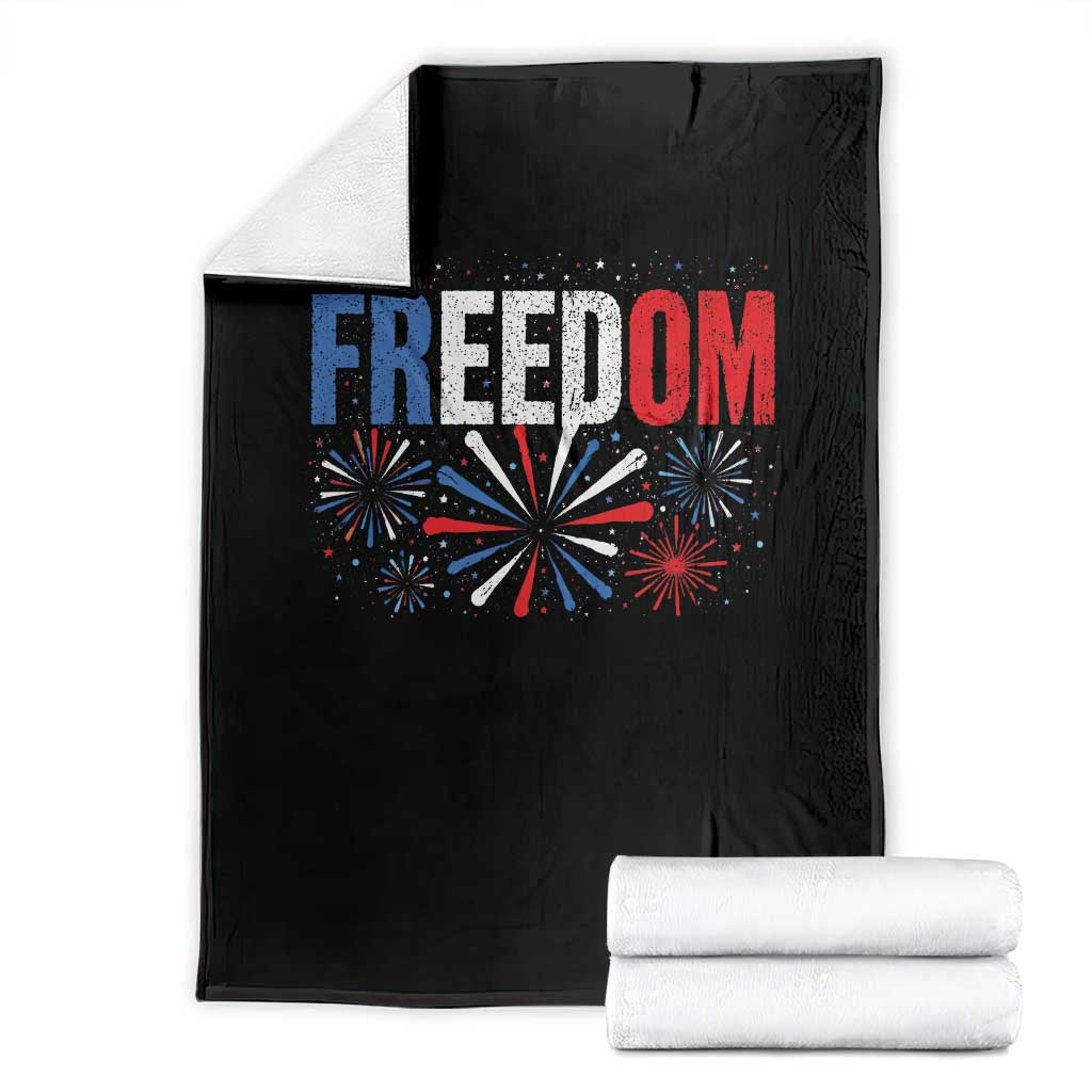 Freedom Funny 4th of July Couple Matching Throw Blanket US Fireworks TS11 Black Print Your Wear