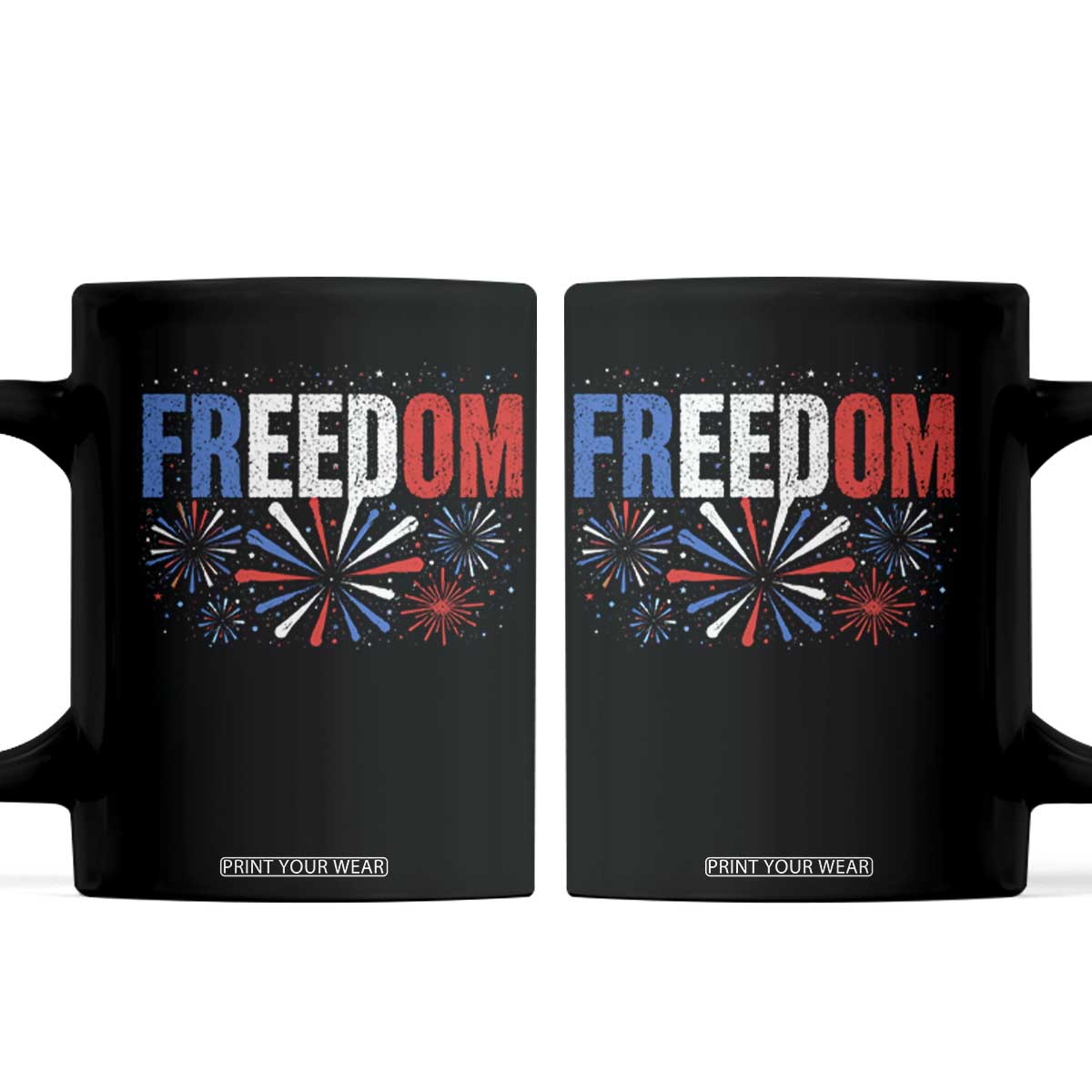 Freedom Funny 4th of July Couple Matching Coffee Mug US Fireworks TS11 Black Print Your Wear