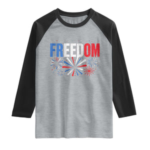 Freedom Funny 4th of July Couple Matching Raglan Shirt US Fireworks TS11 Heather Gray Black Print Your Wear