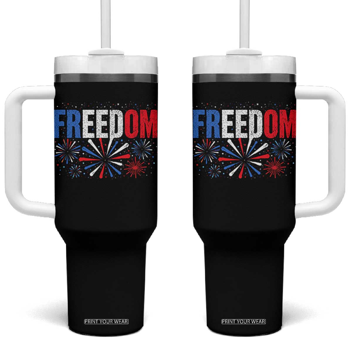 Freedom Funny 4th of July Couple Matching Tumbler With Handle US Fireworks TS11 One Size: 40 oz Black Print Your Wear
