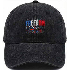 Freedom Funny 4th of July Couple Matching Washed Cotton Baseball Cap US Fireworks TS11 Print Your Wear