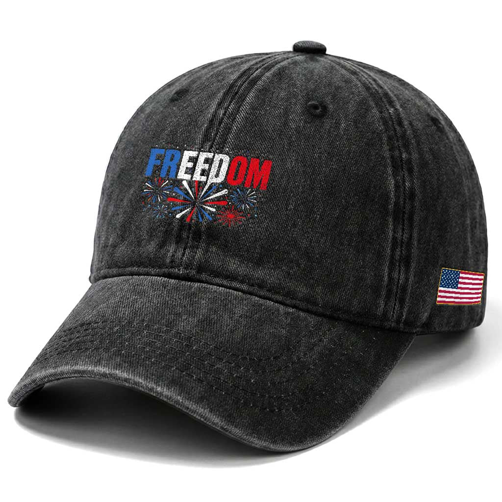 Freedom Funny 4th of July Couple Matching Washed Cotton Baseball Cap US Fireworks TS11 Print Your Wear