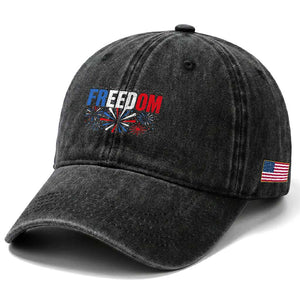 Freedom Funny 4th of July Couple Matching Washed Cotton Baseball Cap US Fireworks TS11 Print Your Wear