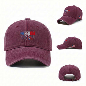 Freedom Funny 4th of July Couple Matching Washed Cotton Baseball Cap US Fireworks TS11 Washed Cap Universal Fit Burgundy Print Your Wear