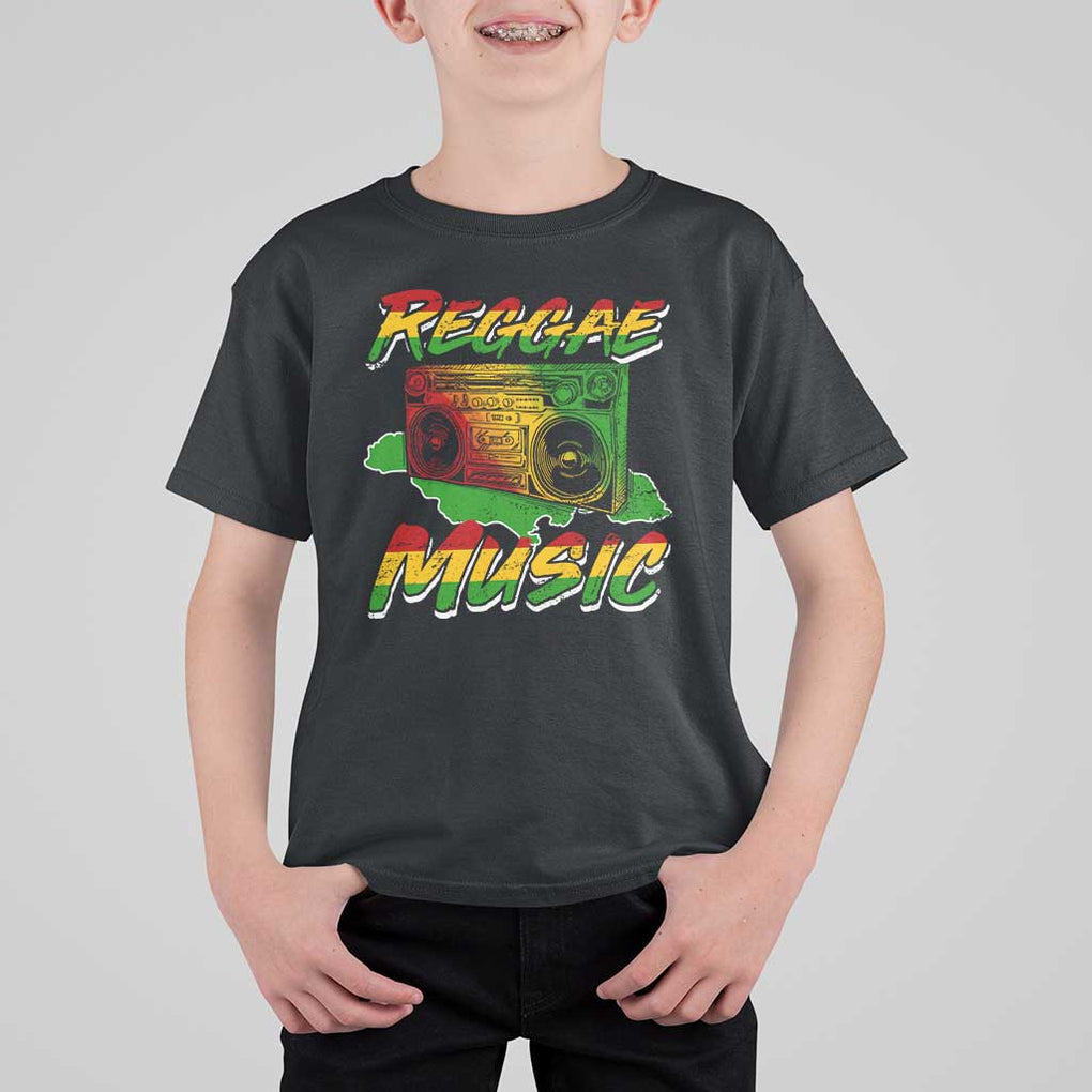 Reggae Music T Shirt For Kid Rastafari Rasta Jamaica Boombox TS11 Black Print Your Wear