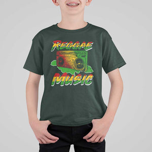 Reggae Music T Shirt For Kid Rastafari Rasta Jamaica Boombox TS11 Dark Forest Green Print Your Wear