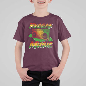 Reggae Music T Shirt For Kid Rastafari Rasta Jamaica Boombox TS11 Maroon Print Your Wear