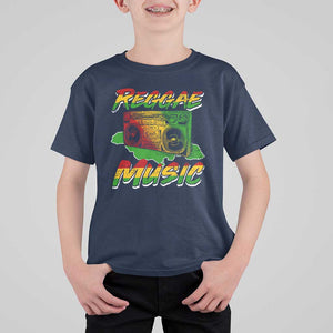 Reggae Music T Shirt For Kid Rastafari Rasta Jamaica Boombox TS11 Navy Print Your Wear