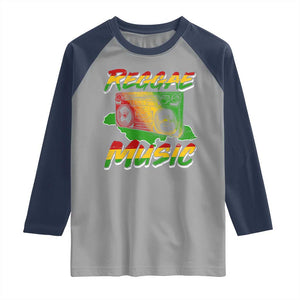 Reggae Music Raglan Shirt Rastafari Rasta Jamaica Boombox TS11 Sport Gray Navy Print Your Wear